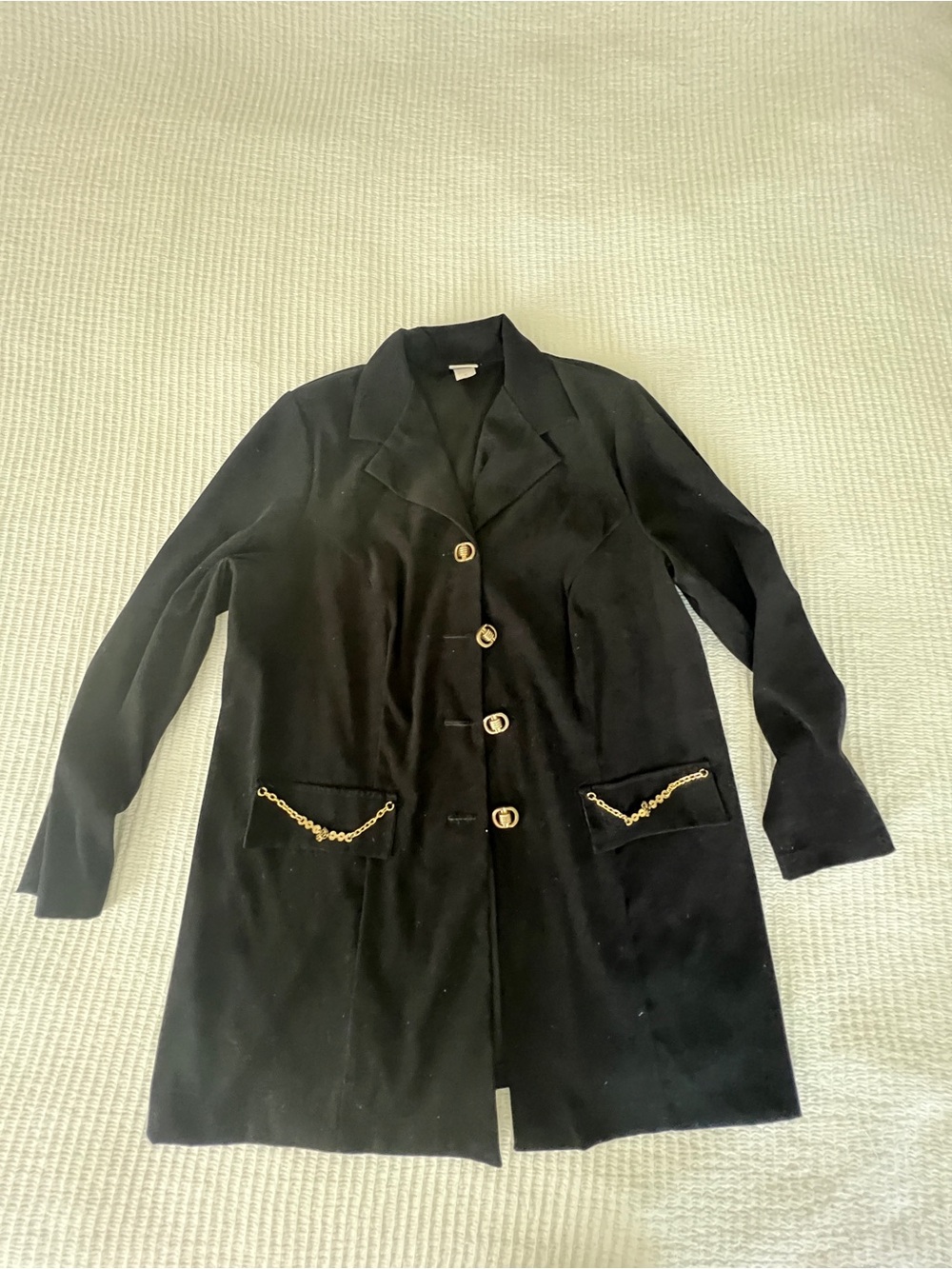 Giorgio Fiorini Black Women's Long Suit with Gold Chain Pocket Detail Size 16